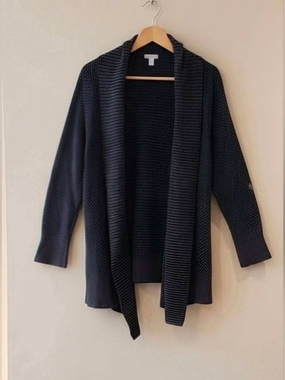 croft & barrow Navy Open-Front Ribbed Shawl Cardigan 3X